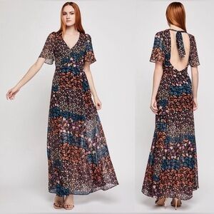 BCBG Generation Metallic Floral Maxi Dress Size 0